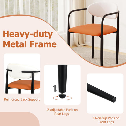 Goflame Modern Dining Chairs Set of 2/4 Faux Leather Upholstered Kitchen Chairs with Orange Padded Seat