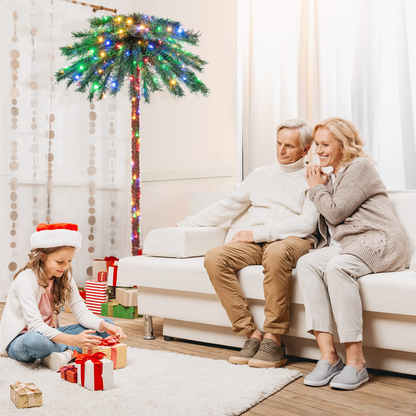 Goflame 6 FT Pre-Lit Artificial Christmas Tree, Lighted Xmas Palm Tree W/ 210 Multi-Color LED Lights - GoflameUS