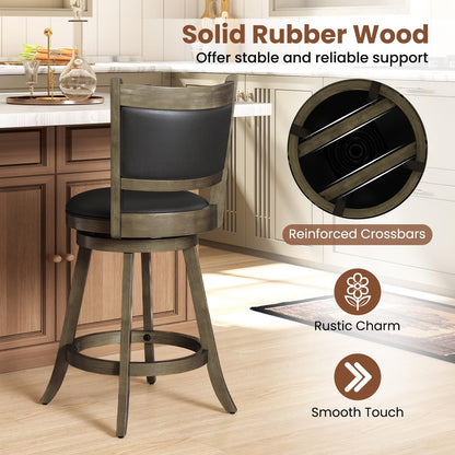 Goflame Accent Wooden Swivel Back Counter Height Bar Stool, Fabric Upholstered Design