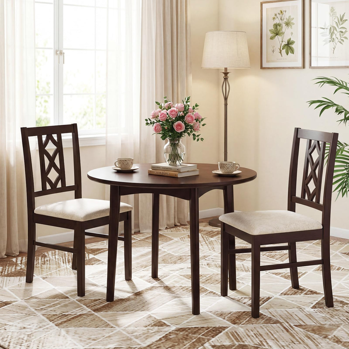 Goflame Dining Chairs Set of 2/4 Rubber Wood Dining Room Chairs