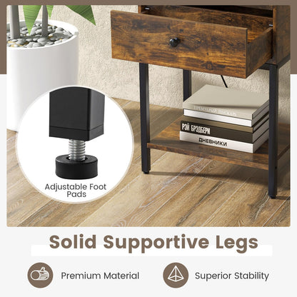 GOFLAME Nightstand with Charging Station