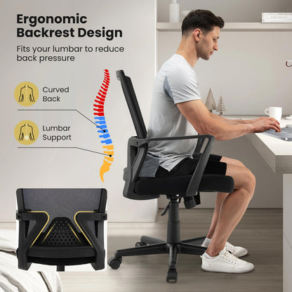 Goflame Office Desk Chair with Lumbar Support, Ergonomic Mesh Office Chair with Wheels and Armrests