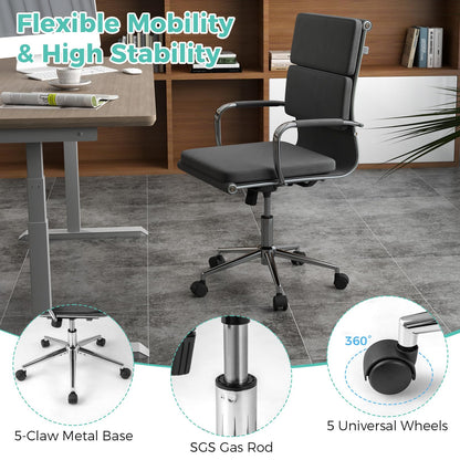 Goflame Ergonomic Office Chair Mid Back Fabric Desk Chair with Armrest