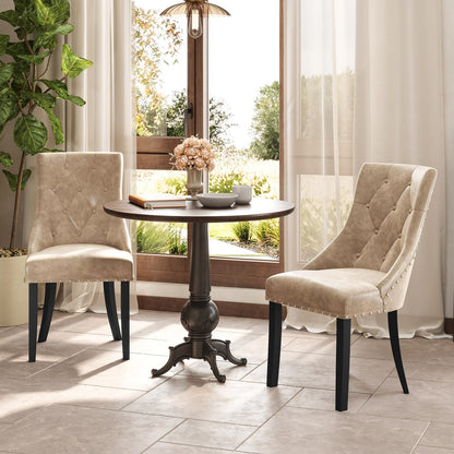 Goflame Upholstered Dining Chairs Set of 2/4, Tufted Wingback Kitchen Chairs w/Solid Wood Legs, Padded Seat