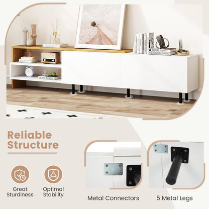 Goflame Modern TV Stand for 80 Inches TVs with Storage Shelves and Cabinets