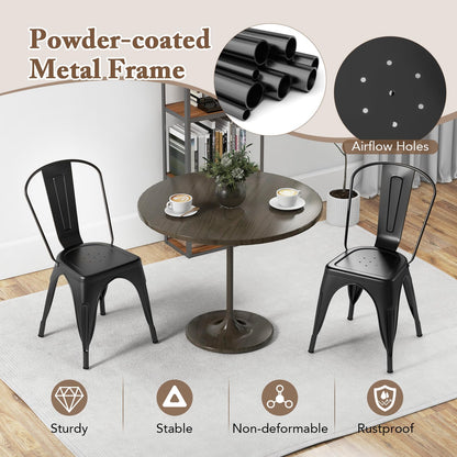 Goflame Metal Dining Chairs Set of 4, Farmhouse Kitchen Chairs with Removable Backrest