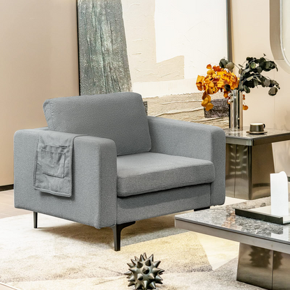 Goflame Modern Accent Chair w/Comfy Thick Cushion, Magazine Pockets