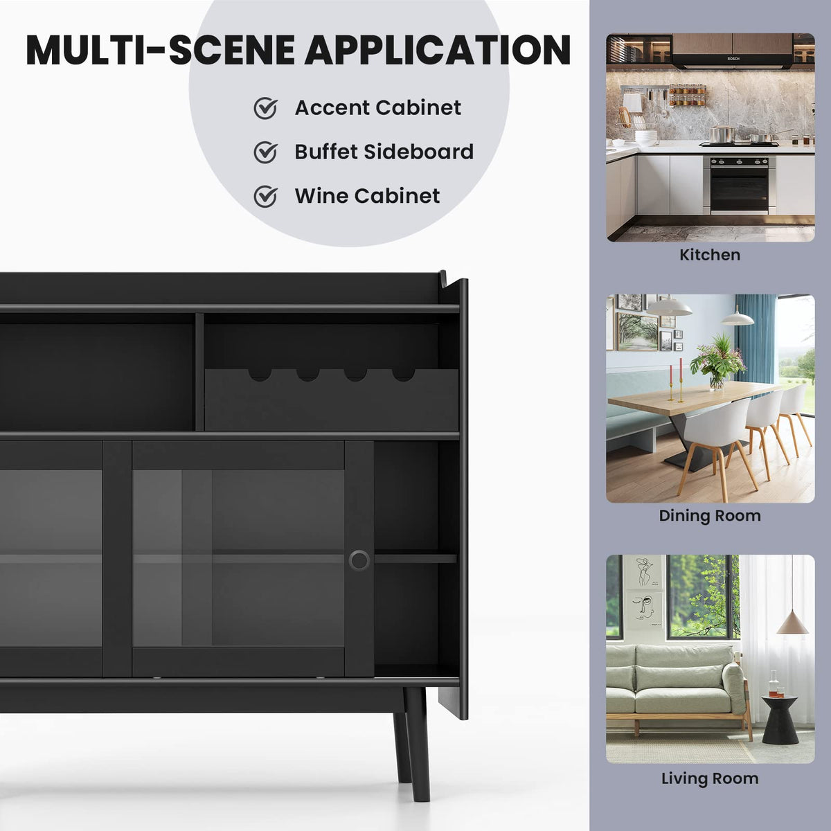 Goflame Buffet Sideboard, Modern Coffee Bar Storage Cabinet