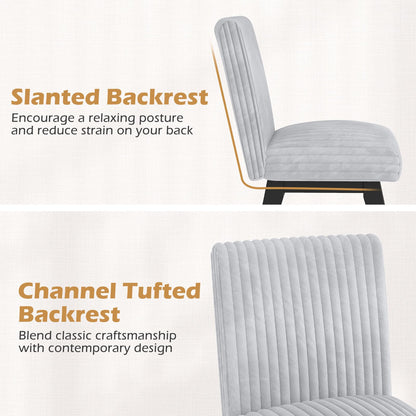 Goflame Fabric Upholstered Channel Tufted Kitchen Chair w/ 6" Thick Padded Seat & Backrest