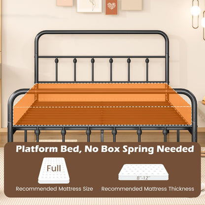 Goflame King/Queen/Full Size Metal Platform Bed Frame, Victorian Style Platform Bed with Headboard & Footboard