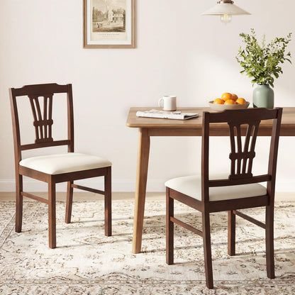 Goflame Wooden Dining Chairs Set of 2/4 Upholstered Kitchen Chairs
