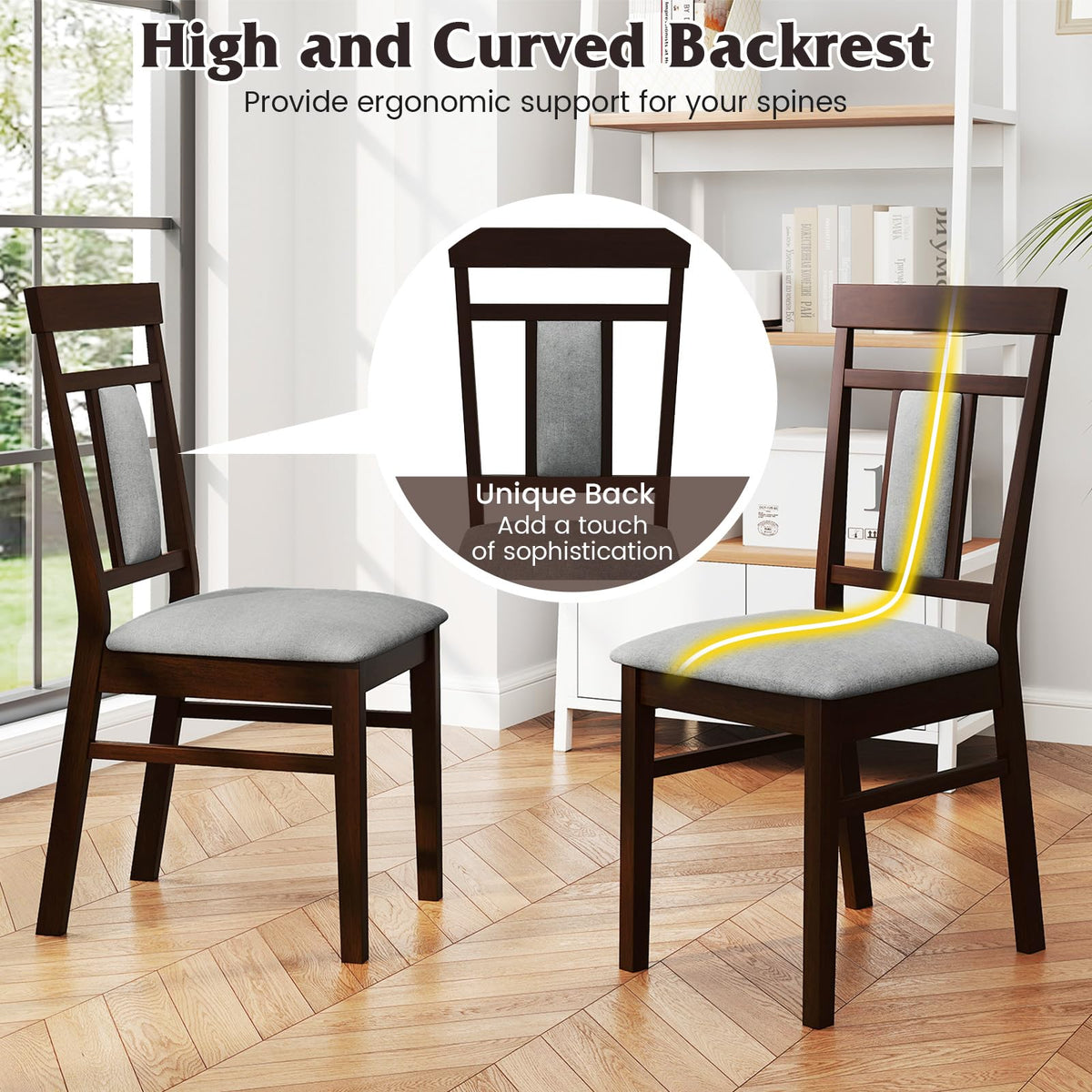 Goflame Wooden Dining Chairs Set for Dining Room Living Room