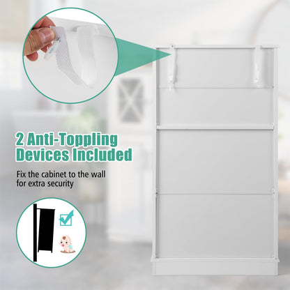 Goflame Bathroom Floor Storage Cabinet - Linen Floor Cabinet with Doors and Adjustable Shelves