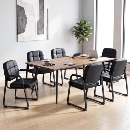 Goflame Waiting Room Leather Office Reception Chairs with Padded Armrests