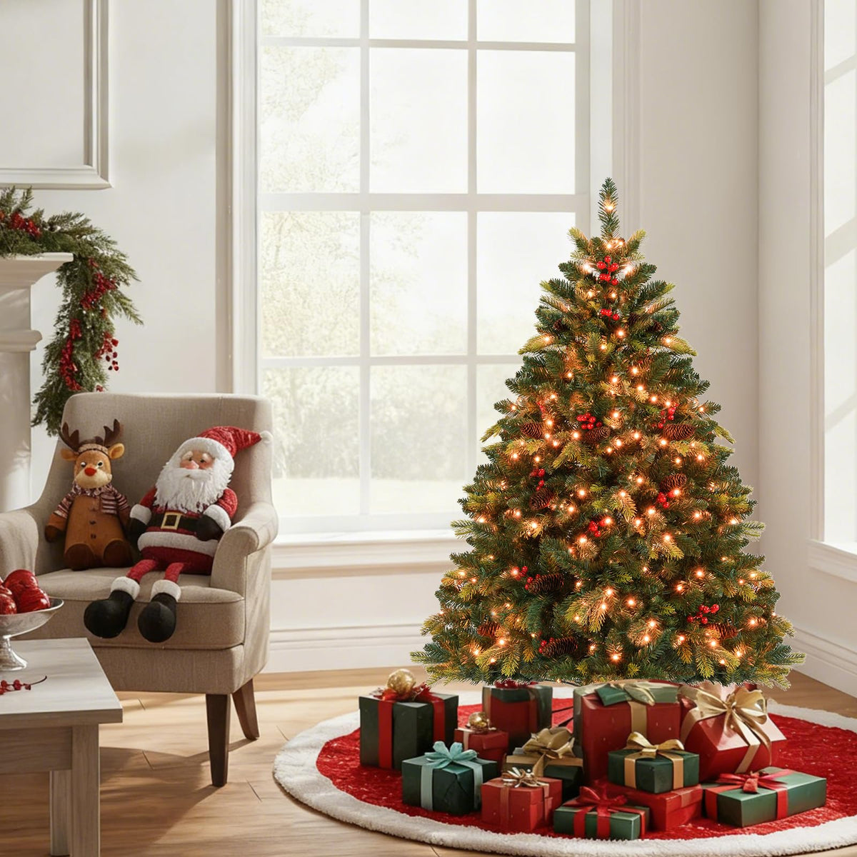 Goflame Smart Pre-Lit Artificial Christmas Tree with Remote Control APP-Controlled Multicolored RGB Lights