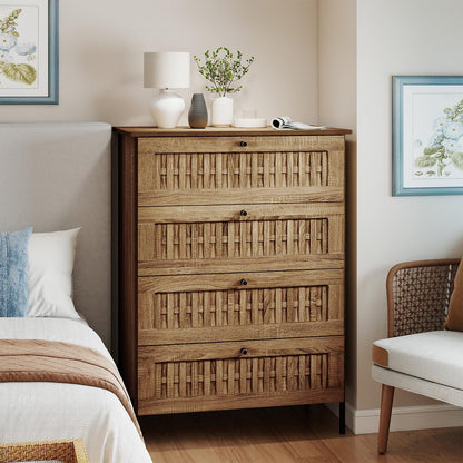 Goflame 4-Drawer Dresser with Interlocking Mechanism and Metal Legs for Bedroom
