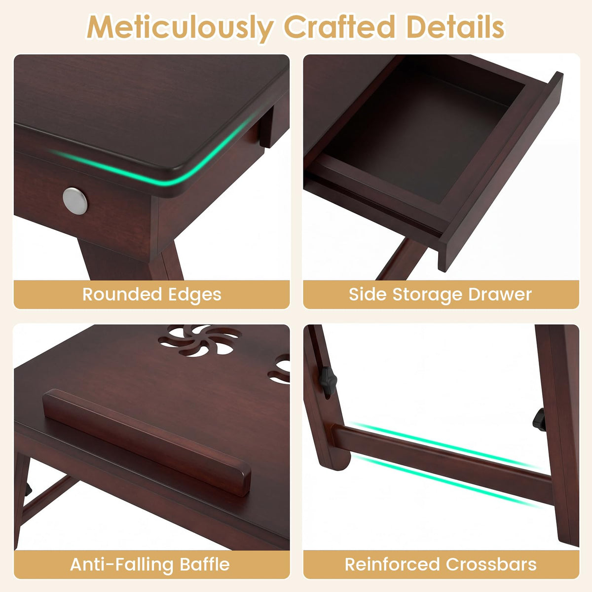 Goflame Bamboo Laptop Desk for Bed