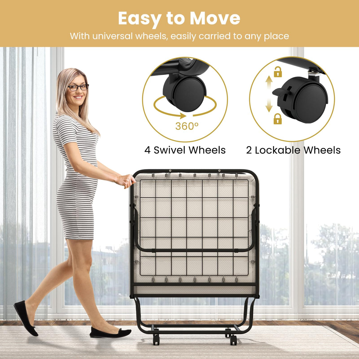 Goflame Folding Bed with Mattress for Adults