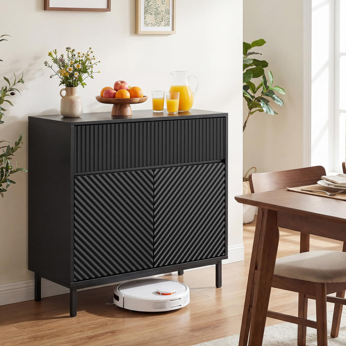 Goflame 32" Wide Coffee Bar Console Table with 2 Doors and 1 Drawer (1/2)