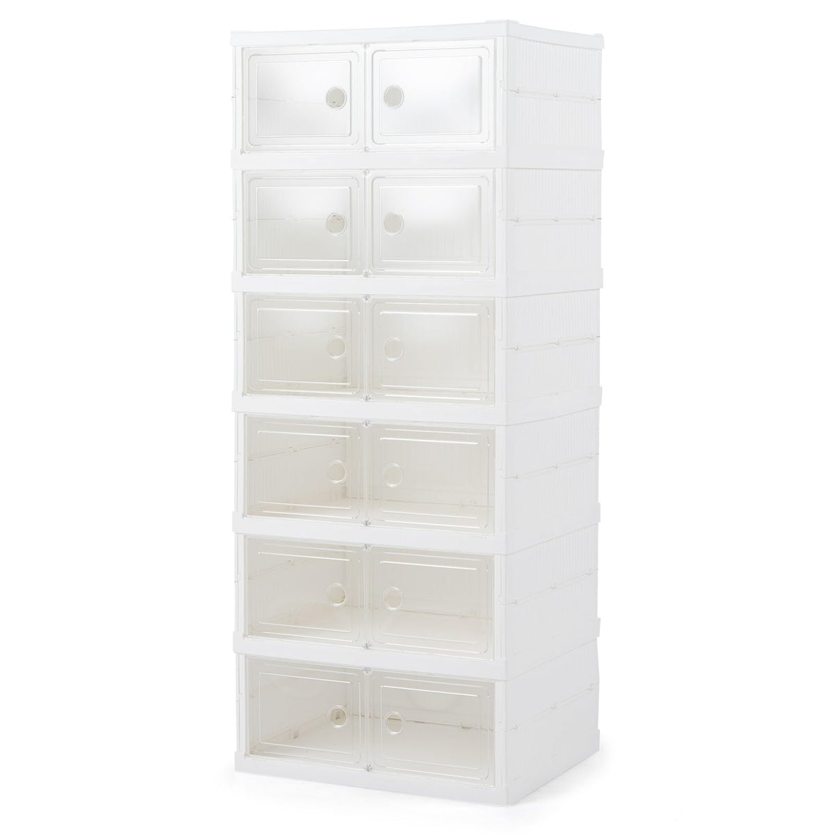 GOFLAME 6-Tier Foldable Shoe Storage Box Fits 12 Pairs No Assembly