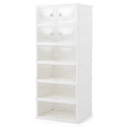 GOFLAME 6-Tier Foldable Shoe Storage Box Fits 12 Pairs No Assembly