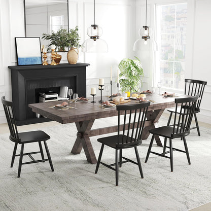 Goflame Windsor Dining Chairs Set of 2/4 Black, w/Wide Seat & Spindle Back, Max Load 400 Lbs