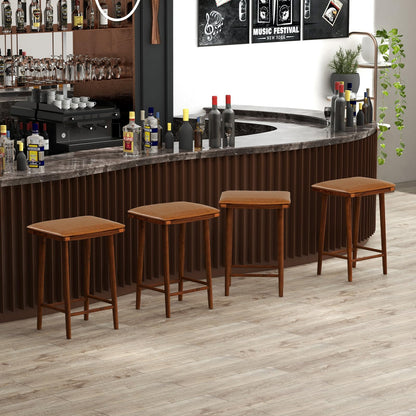 Goflame Bar Stools Set of 4, Wooden Backless Barstools for Kitchen Island