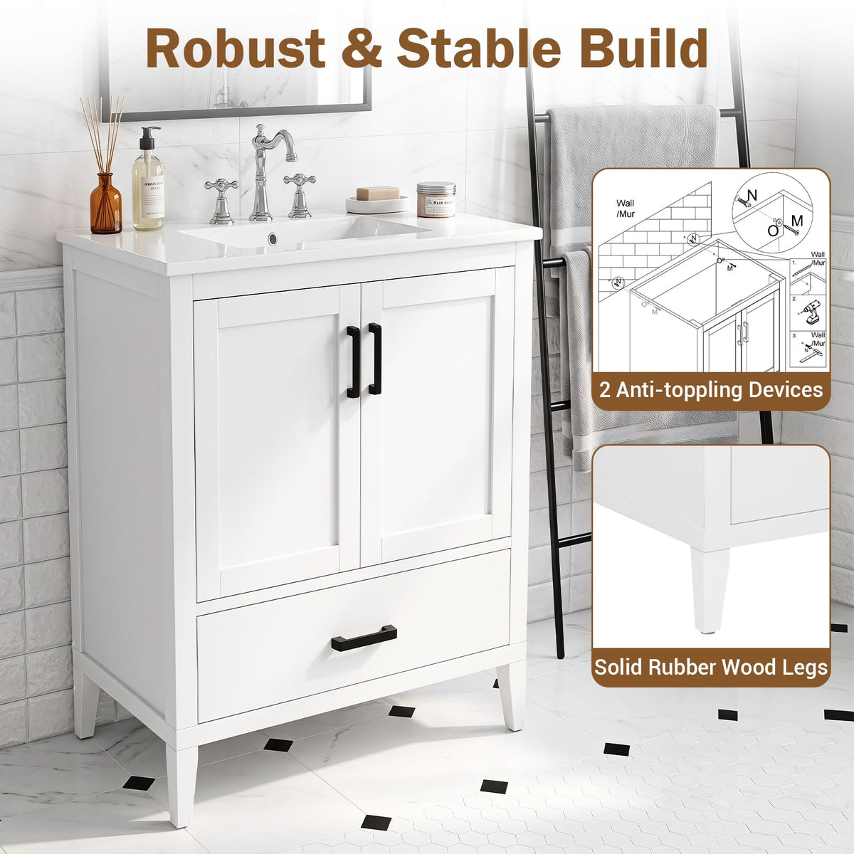 Goflame 24.5" Bathroom Vanity with Ceramic Sink Combo