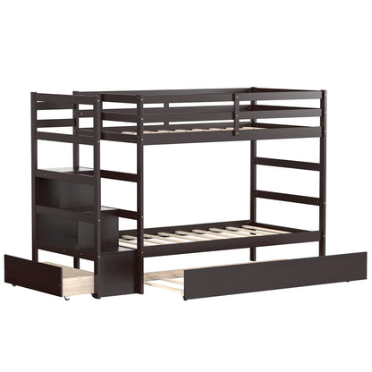Goflame Twin-Over-Twin Bunk Bed with Trundle