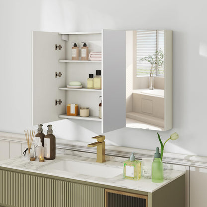 Goflame Wall Mounted Medicine Cabinet with 3 Frameless Mirrored Doors & Mounting Hardware