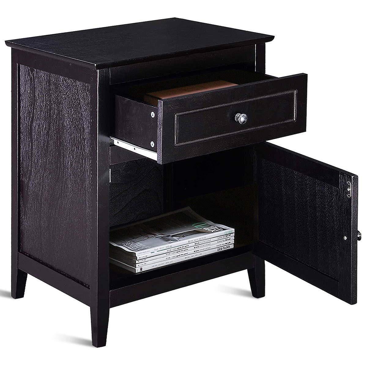 Wooden End Table W/Shelf - Goflame
