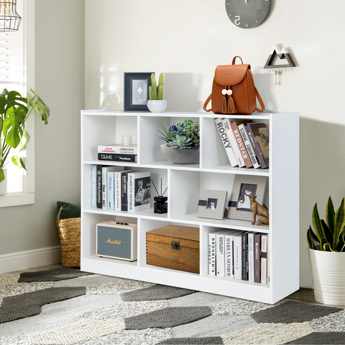 8 Cube Bookcase, Freestanding 3-Tier Open Bookshelf - Goflame