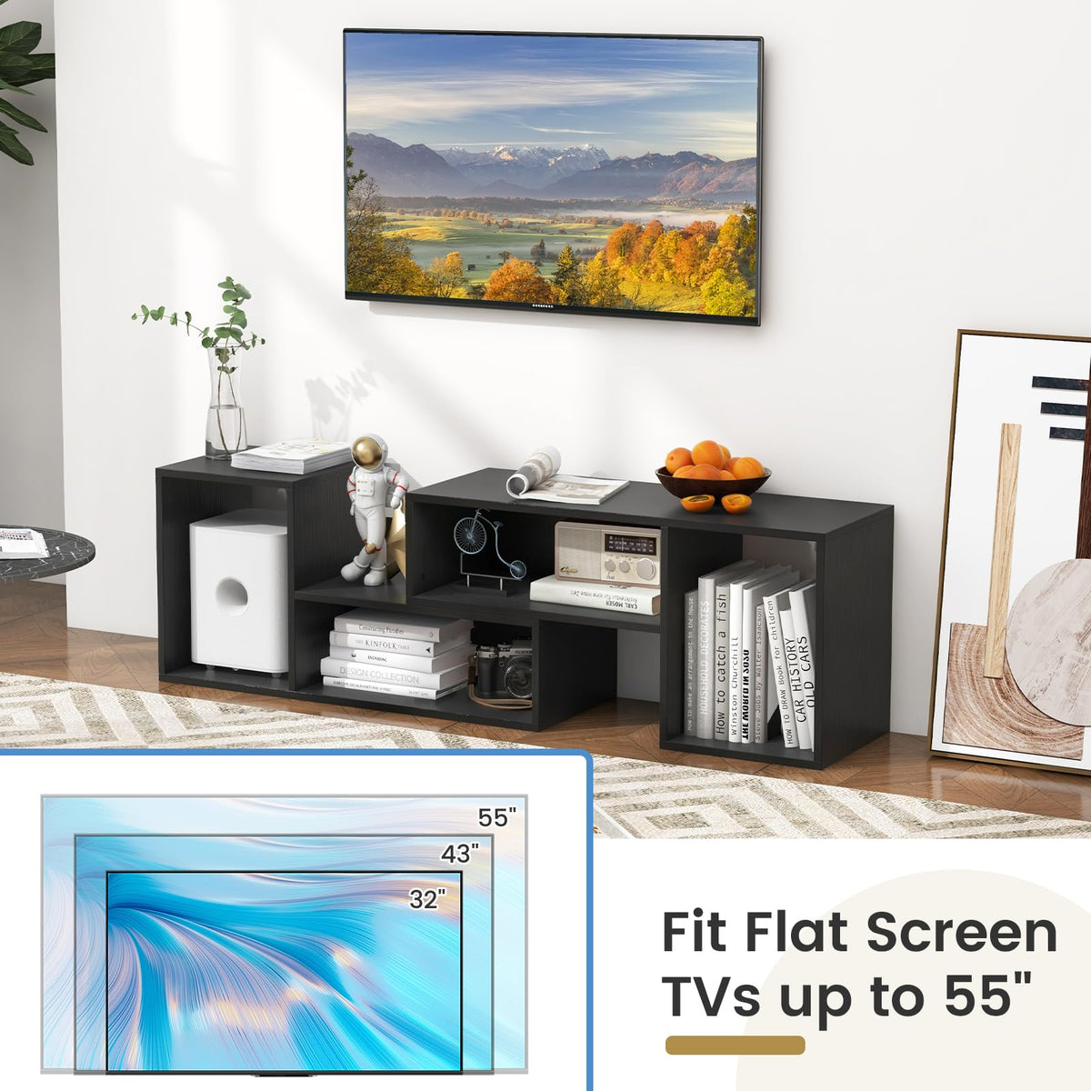 Goflame Bookshelf TV Stand for TVs up to 55"
