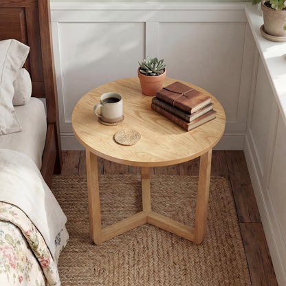 Goflame Round Side Table Set of 1/2 Compact Accent Bedside Night Stand for Living Room Bedroom
