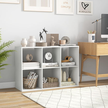Goflame 6-Cube Bookcase, White Cubby Bookshelf w/Back Guardrail & Anti-Tipping Kits