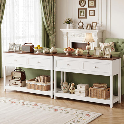 Goflame 47" Farmhouse Console Table with 2 Drawers Storage