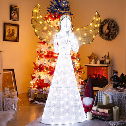 Goflame 5 FT Christmas Pre-Lit Angel, Yard Lighted-up Festive Angel w/Halo
