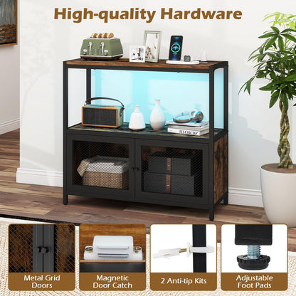 Goflame Wine Cabinet with LED Lights for Kitchen Living Room