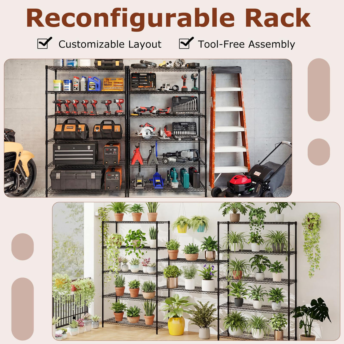 Goflame 6-Tier Metal Storage Shelving Unit with V-Shaped Wire Rack for Home Garage