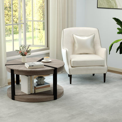 Goflame 2 Tier Round Coffee for Living Room Reception Room