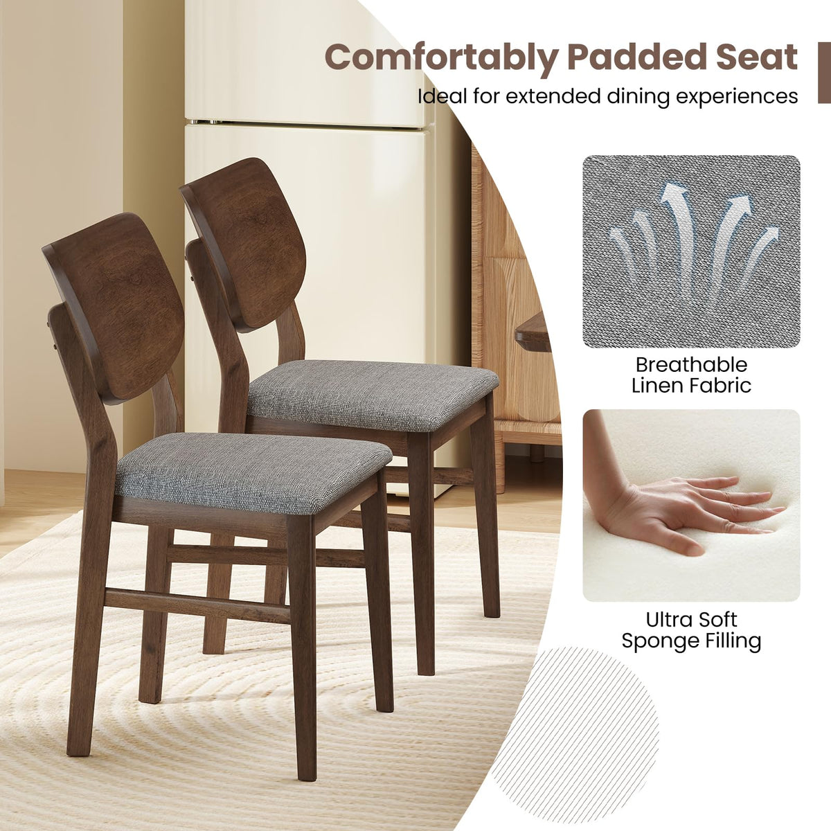 Goflame Wooden Dining Chairs Set
