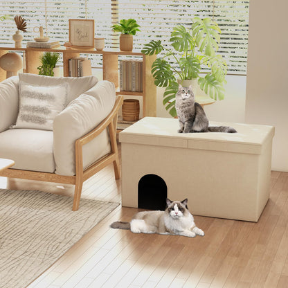 Goflame Cat Litter Box Enclosure - Hidden Cat Litter Box Furniture Ottoman