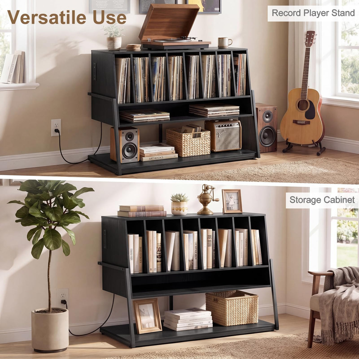 Goflame large Record Player Stand with Charging Station