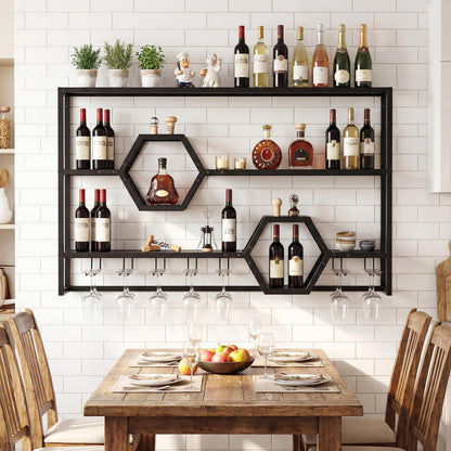 Goflame Wall Mounted Wine Rack 47” Large Floating Bar Shelves