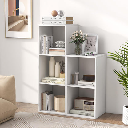 Goflame 3-Cube Bookcase, White Cubby Bookshelf w/Back Guardrail & Anti-Tipping Kits