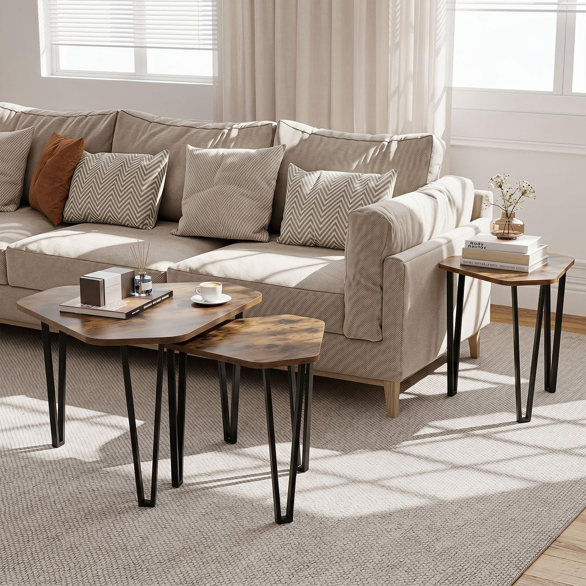 Goflame Nesting Coffee Tables Set of 3 for Living Room & Apartment