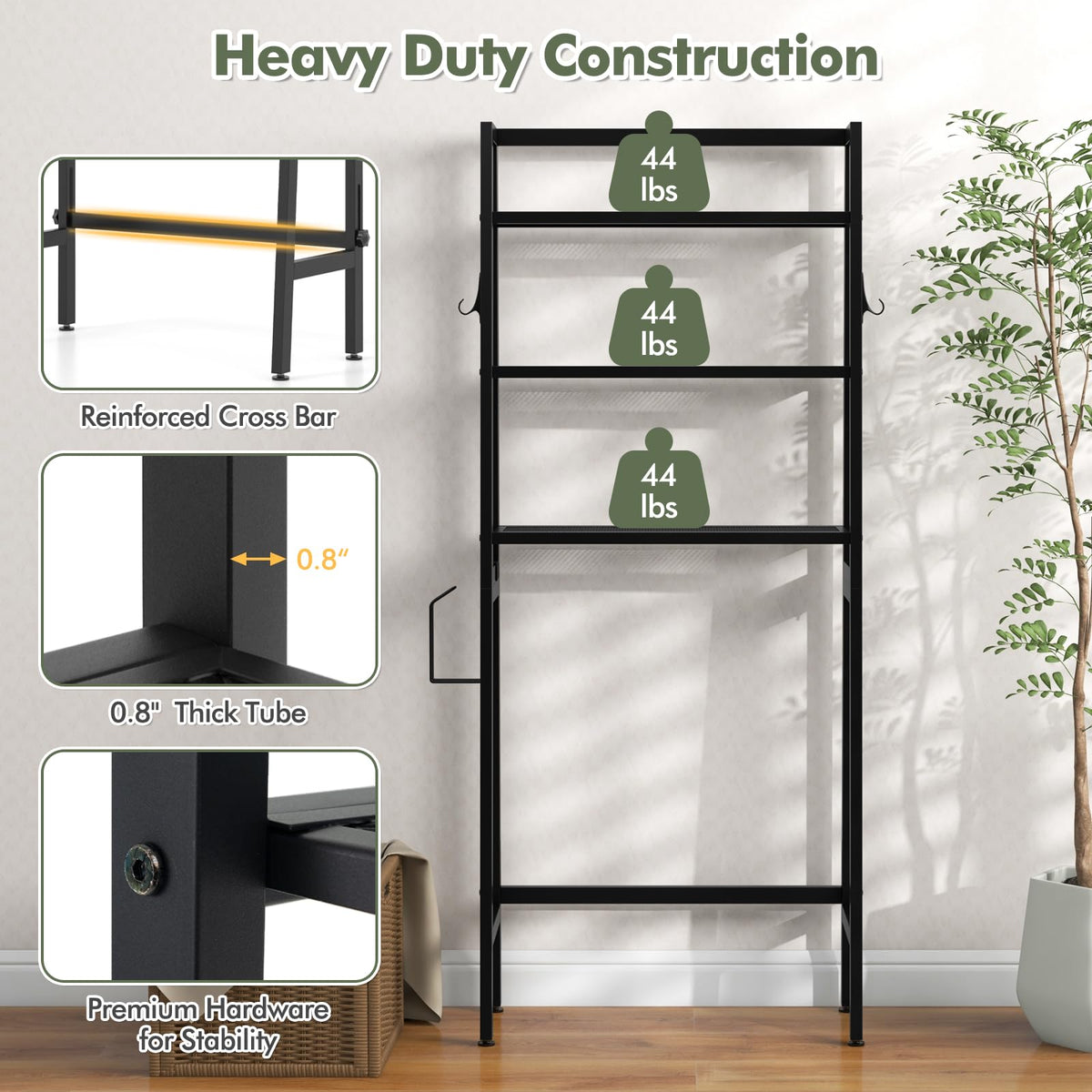 Goflame Over The Toilet Storage Shelf - 3-Tier Freestanding Above Toilet Rack