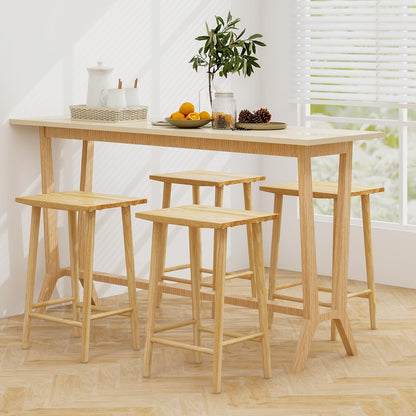 Goflame 25.5" Wooden Bar Stools Set of 2/4, Farmhouse Backless Counter Height Bar Stools with Footrest