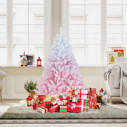 Goflame Pink Gradient & White Snow Flocked Christmas Tree | Home Office Decoration