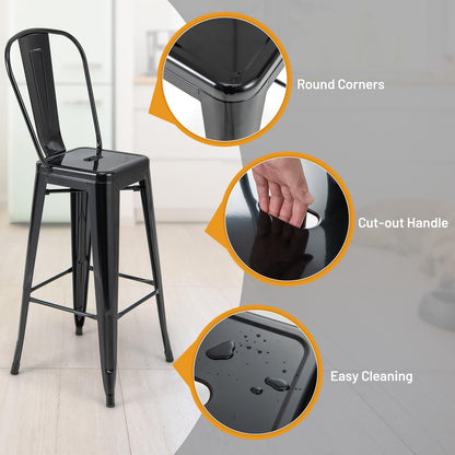 Goflame Metal Bar Stools Set of 4